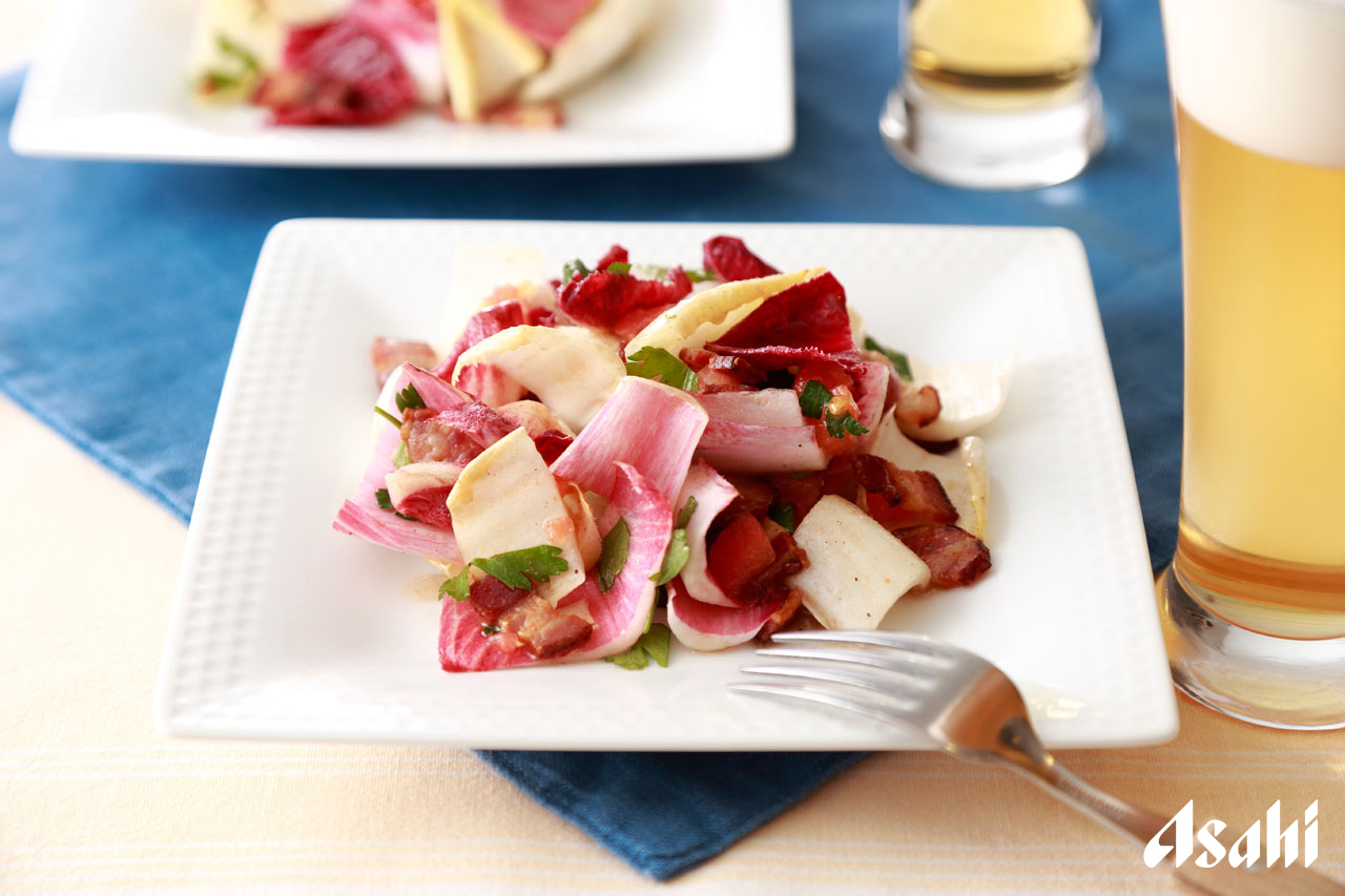 ベーコンとアンディーブのファルファッレのレシピ